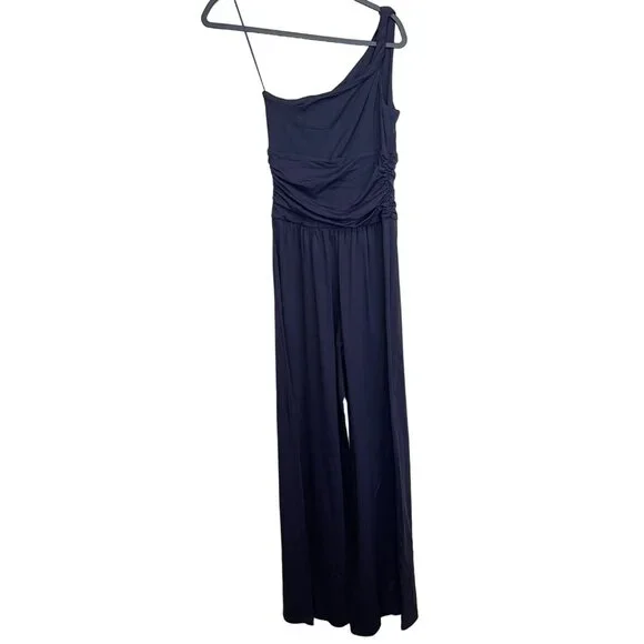 Susana Monaco One Shoulder Midnight Flared Leg Jumpsuit NWT - Picture 6 of 10